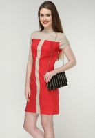I Know Red Colored Solid Bodycon Dress