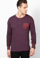 Incult Blue Striped Henley T-Shirts