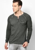 Incult Grey Solid Henley T-Shirts