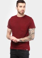 Incult Maroon Printed Round Neck T-Shirts