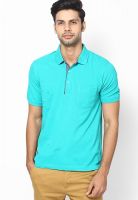 Indian Terrain Green Solid Polo T-Shirts