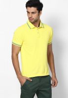 Indian Terrain Lemon Solid Polo T-Shirts