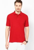 Indian Terrain Red Solid Polo T-Shirts