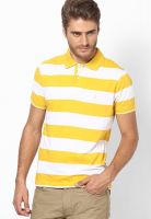 Indian Terrain Yellow Striped Polo T-Shirts