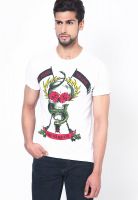 Indigo Nation White Graphic Round Neck T-Shirts