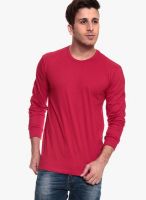 Izinc Red Solid Round Neck T-Shirts
