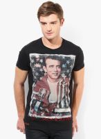 Jack & Jones Black Printed Round Neck T-Shirt