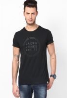 Jack & Jones Black Round Neck T Shirt