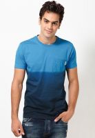 Jack & Jones Blue Solid Round Neck T-Shirts