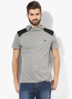 Jack & Jones Grey Solid Round Neck T-Shirt