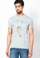 Jack & Jones Light Grey Graphic Round Neck T-Shirts