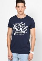 Jack & Jones Navy Blue Round Neck T Shirt