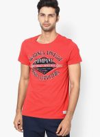 Jack & Jones Red Crew Neck T Shirt