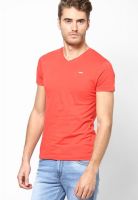 Jack & Jones Red V-Neck T Shirt