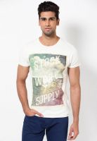 Jack & Jones White Solid Round Neck T-Shirts