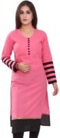 Jay Ganapati Casual, Formal, Festive, Party Self Design Women's Kurti(Pink)