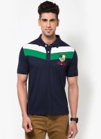 Jogur Navy Blue Striped Polo T-Shirts