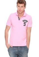 Jogur Pink Solid Polo T-Shirts