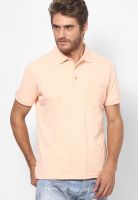 John Players Pink Solid Polo T-Shirts