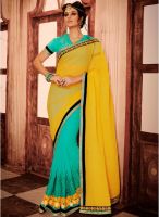Kalista Fashions Yellow Embroidered Saree