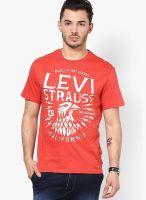 Levi's Red Printed Round Neck T-Shirts