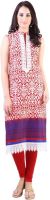 Libas Printed Women's Straight Kurta(Red, White)