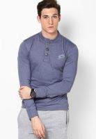 Lotto Blue Solid Henley T-Shirts