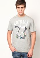 Lotto Grey Graphic Round Neck T-Shirts