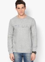 Lotto Grey Solid Round Neck T-Shirts