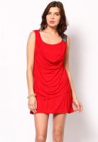 MEIRO Red Colored Solid Shift Dress