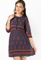 Magnetic Designs Grey Colored Printed Shift Dress