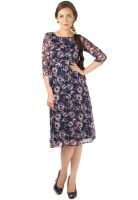 Magnetic Designs Navy Blue Colored Printed Shift Dress