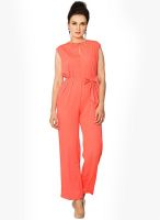 Miss Chase Coral Solid Jumpsuit