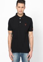 Monteil & Munero Black Solid Polo T-Shirts