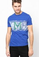 Monteil & Munero Blue Printed Round Neck T-Shirts