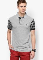 Monteil & Munero Grey Solid Polo T-Shirts