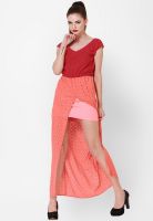 NINETEEN Red Colored Solid Maxi Dress