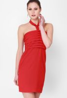 NINETEEN Red Colored Solid Shift Dress