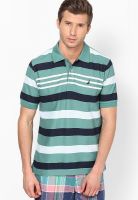 Nautica Green Striped Polo T-Shirts