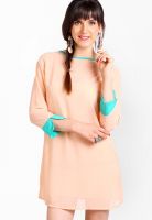 Nun Orange Colored Solid Shift Dress