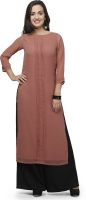 Ojjasvi Solid Women's Straight Kurta(Brown)