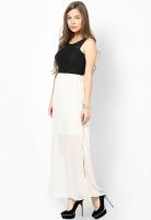Only Off White Colored Solid Maxi Dress