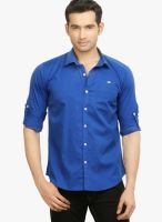 Orange Valley Blue Slim Fit Casual Shirt
