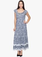 Oxolloxo Blue Colored Printed Maxi Dress