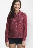 Oxolloxo Maroon Printed Shirt