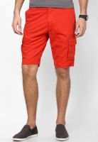 Peter England Red Solid Shorts
