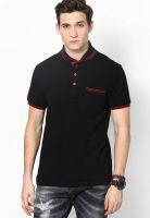 Phosphorus Black Polo T Shirt With Contrast Tipping