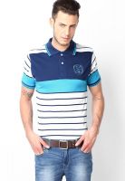 Phosphorus Blue Striped Polo T-Shirts