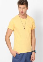 Phosphorus Yellow Solid Round Neck T-Shirts