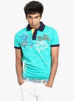 Probase Light Blue Printed Polo T-Shirts